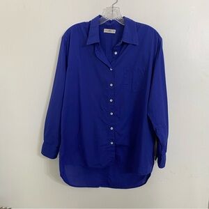 Natural Life Royal Blue Button Down Shirt Long Sleeve Lightweight Cotton XS/S